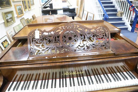 A late 19th century Bluthner rosewood grand piano, W.4ft 6in. D.8ft H.3ft 2in.